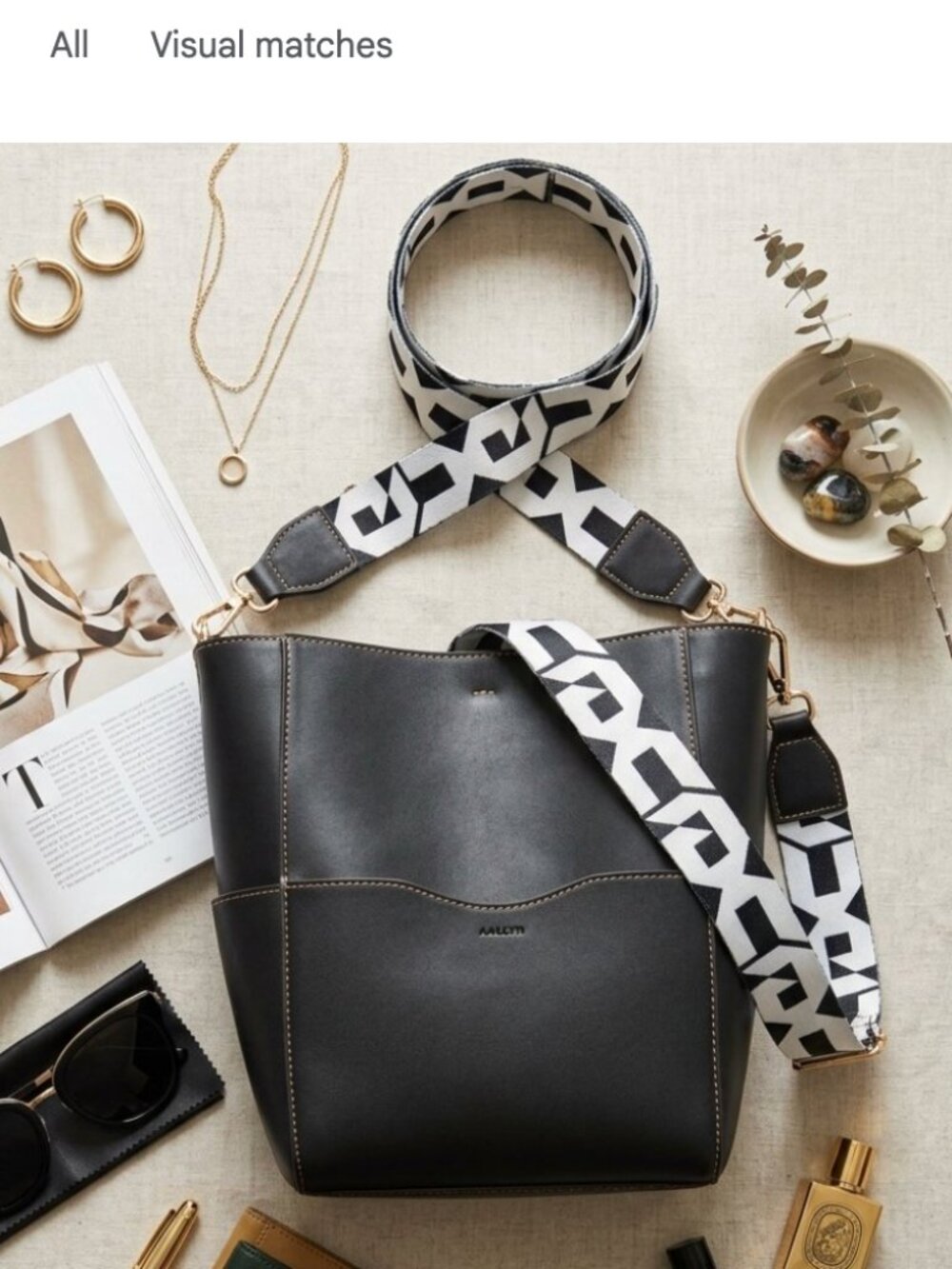 AALLYN Jordan Leather Bucket Bag in black